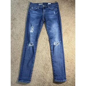 Adriano Goldschmeid Jean Women 25R Legging Ankle Skinny Denim Low Rise Distress